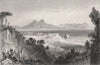 Naples, from the Villa Falconnet, Italy 1840 old antique vintage print picture