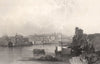 Valletta, from the Marsa Musceit, Malta 1840 old antique vintage print picture