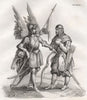 Former Polish military costumes. Poland 1835 old antique vintage print picture