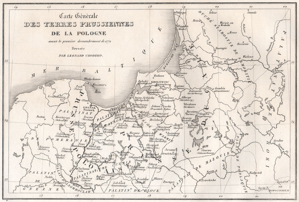 Prussian lands in Poland. Ducal/Duchy of Prussia. Polish Prussia 1835 old map