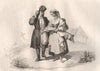 Costumes of Polish peasants around Warsaw. Poland 1836 old antique print