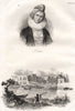 Esther; Lobzow castle, near Krakow. Poland 1836 old antique print picture
