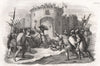 King Boleslaw III attacking the gate of Bialygrod in Pomerania. Poland 1836