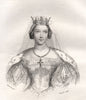 Jadwiga, Queen of the Polish. Poland 1836 old antique vintage print picture