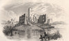 Trakai, former capital of Lithuania. Lithuania 1836 old antique print picture