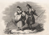 Costumes of Polish peasants around Cracow (Krakow). Poland 1836 old print