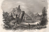 The ruins of Czorstyn castle. Poland 1836 old antique vintage print picture