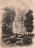Piaseczno Cascade, Carpathian mountains. Poland 1836 old antique print picture