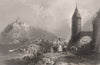 Scene on the river Inn, at Passau, Bavaria. Danube Donau. BARTLETT 1840 print