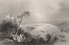 View towards Klosterneuburg from the Leopoldsberg. Danube Donau. BARTLETT 1840