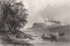 View of Presburg (Bratislava), Slovakia. Danube Donau. BARTLETT 1840 old print