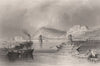 Budapest. The bridge of Pesth, Hungary. Danube Donau. BARTLETT 1840 old print