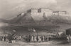 Budapest. Hungarian pilgrims procession, Pesth, Hungary. Danube Donau 1840