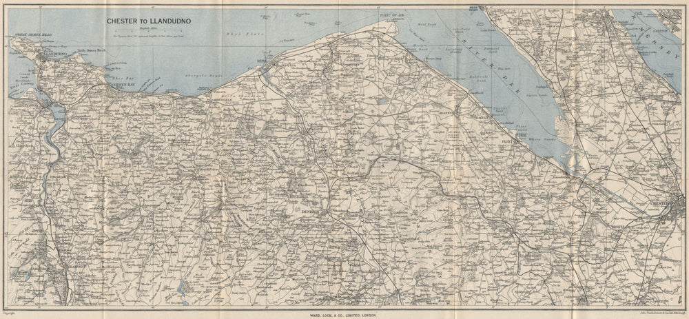NORTH WALES COAST. Chester-Llandudno. Denbigh Rhyl Deeside. WARD LOCK 1950 map