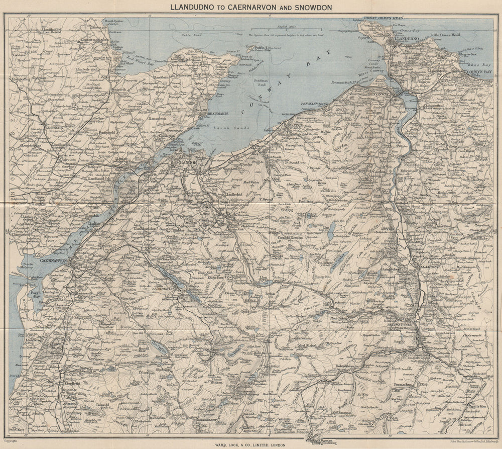 NW WALES. Llandudno Caernarvon Snowdonia Anglesey Bangor. WARD LOCK 1950 map