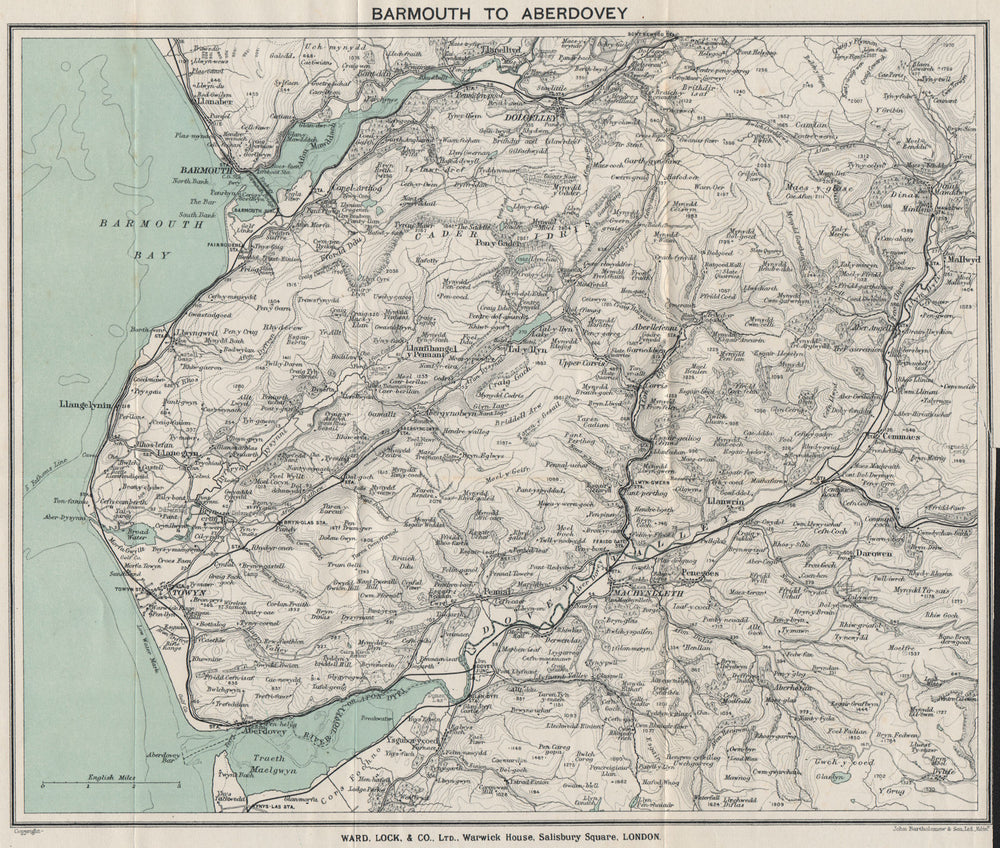 SNOWDONIA SOUTH. Cader Idris. Barmouth Dolgellau Aberdovey. WARD LOCK 1923 map