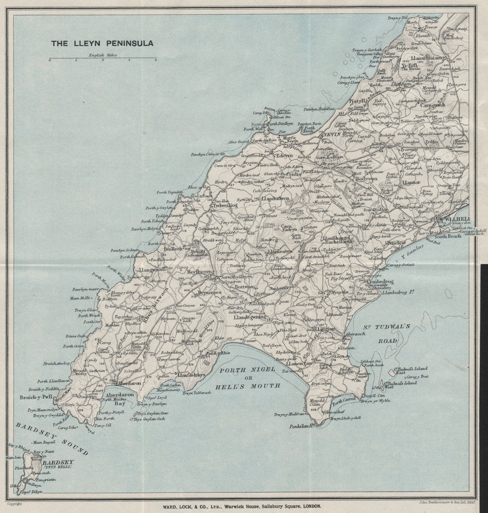 THE LLYN PENINSULA. Pwllheli. Barmouth. Wales. WARD LOCK 1923 old antique map