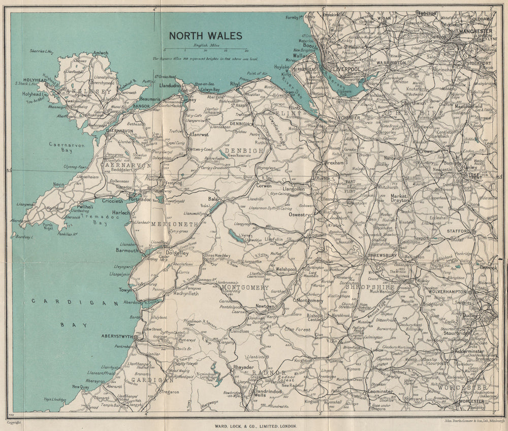 NORTH WALES. Rhyl Flint. WARD LOCK 1948 old vintage map plan chart