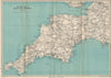 TOURING MAP OF DEVON AND CORNWALL. South West England. WARD LOCK 1946 old