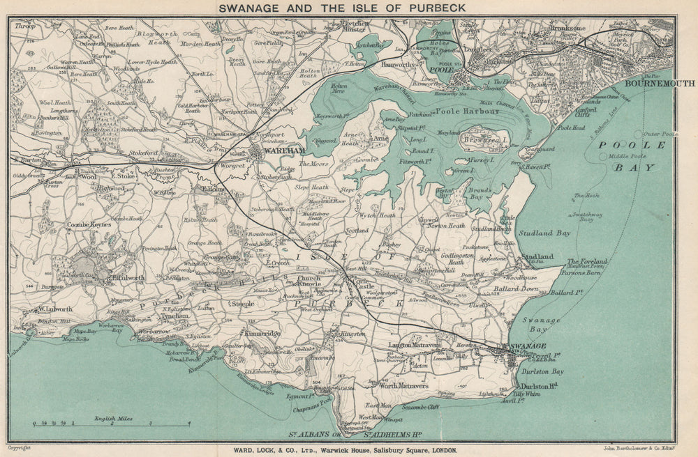 ISLE OF PURBECK. Swanage Wareham Bournemouth Poole. Dorset. WARD LOCK 1917 map