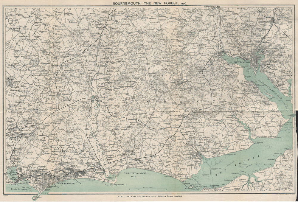 THE NEW FOREST & environs. Bournemouth Southampton Ringwood. WARD LOCK 1923 map