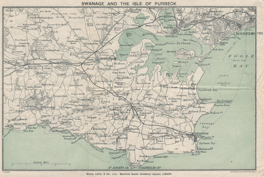 ISLE OF PURBECK. Swanage Wareham Bournemouth Poole. Dorset. WARD LOCK 1923 map