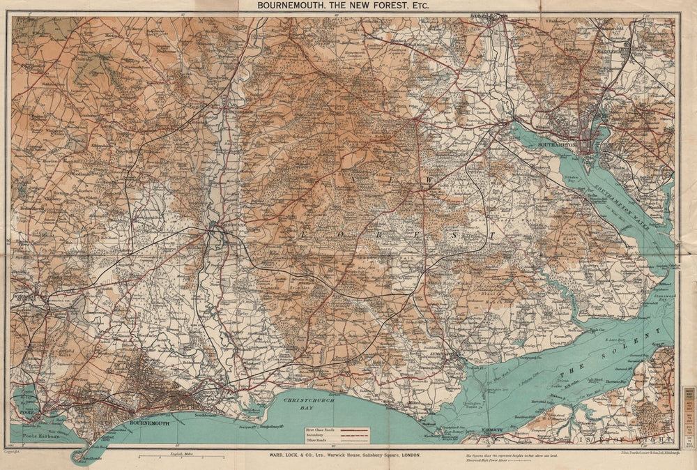 THE NEW FOREST & environs. Bournemouth Southampton Ringwood. WARD LOCK 1936 map