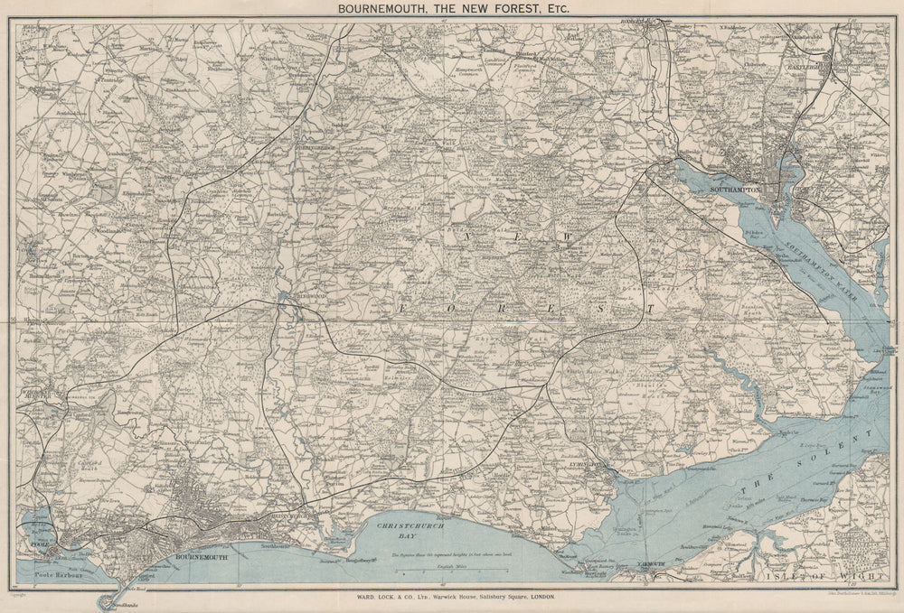 THE NEW FOREST & environs. Bournemouth Southampton Ringwood. WARD LOCK 1933 map