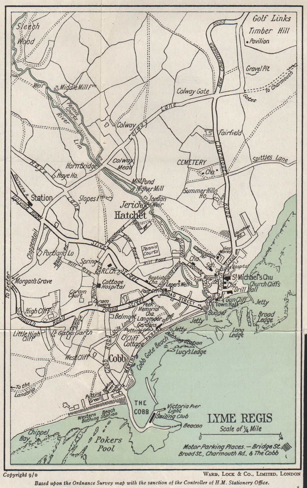 LYME REGIS vintage town/city plan. Dorset. WARD LOCK 1952 old vintage map