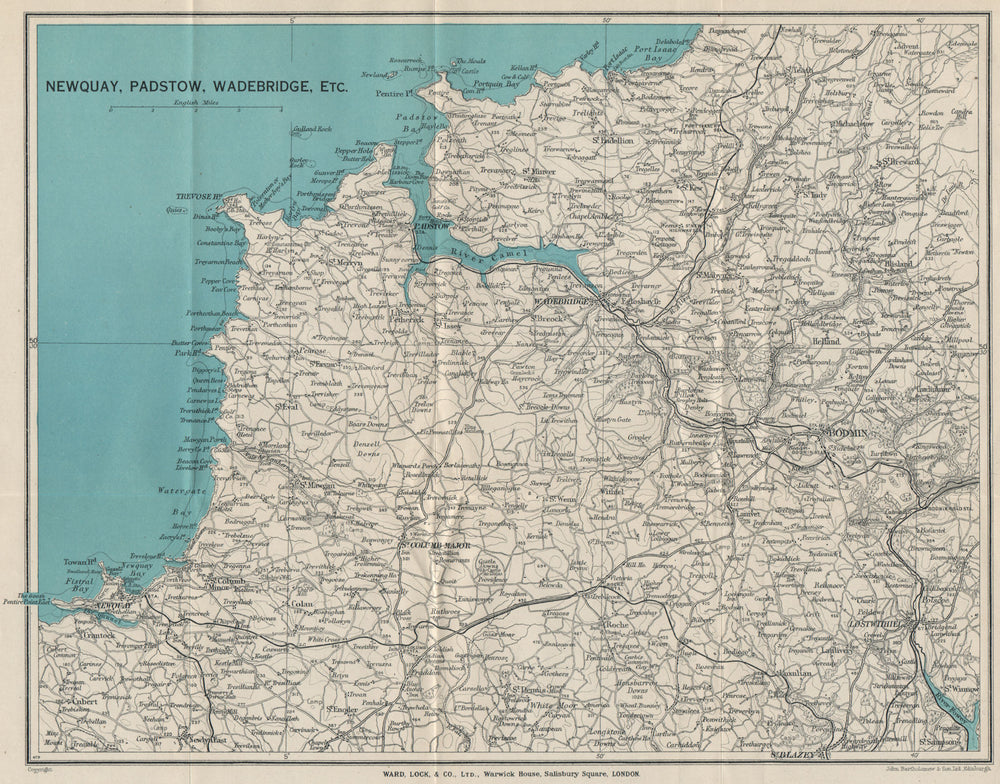 CAMEL ESTUARY & environs. Newquay Padstow Wadebridge Bodmin Cornwall 1934 map