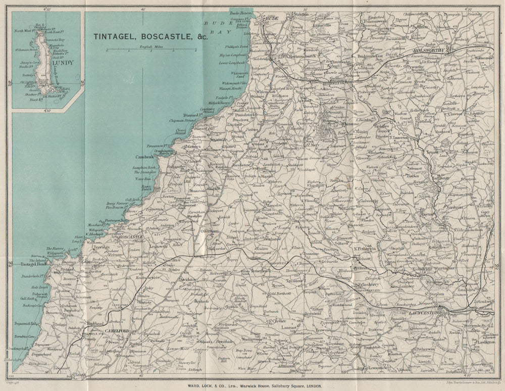 WIDEMOUTH BAY-PENTIRE POINT COAST. Tintagel Boscastle Lundy Launceston 1934 map