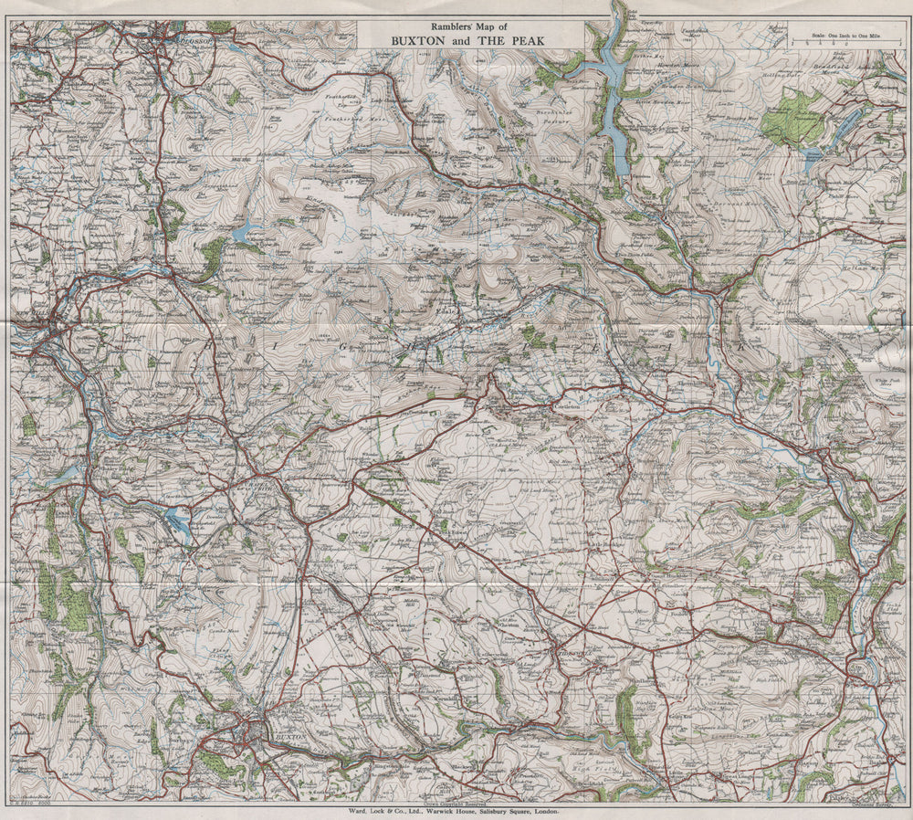 RAMBLERS' MAP OF BUXTON & THE PEAK. Derbyshire Peak District. WARD LOCK 1936
