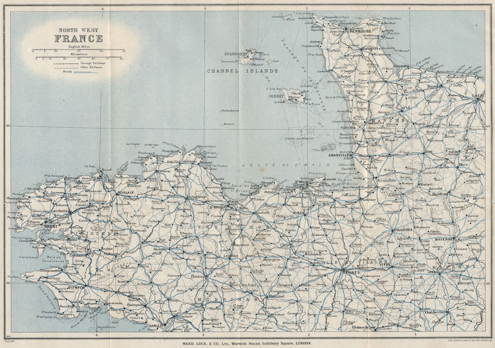 Ferry routes to the CHANNEL ISLANDS. Guernsey Jersey. WARD LOCK 1930 old map
