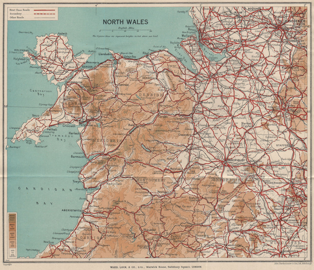 NORTH WALES. Rhyl Flint. WARD LOCK 1937 old vintage map plan chart