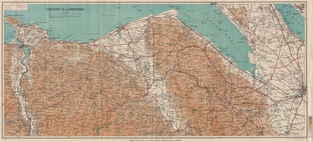 NORTH WALES COAST. Chester-Llandudno. Denbigh Rhyl Deeside. WARD LOCK 1937 map