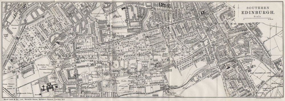SOUTHERN EDINBURGH vintage town/city plan. Scotland. WARD LOCK 1908 old map