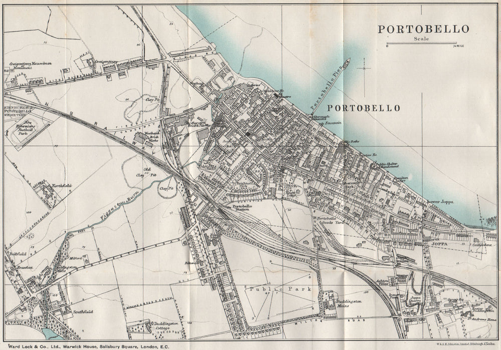 PORTOBELLO vintage town/city plan. Scotland. WARD LOCK 1908 old antique map