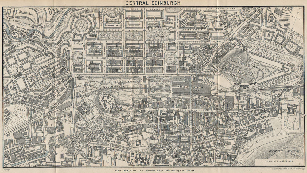 CENTRAL EDINBURGH vintage town/city plan. Scotland. WARD LOCK 1934 old map