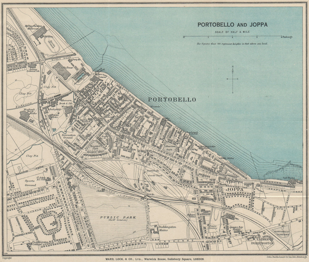 PORTOBELLO AND JOPPA vintage town/city plan. Scotland. WARD LOCK 1939 old map