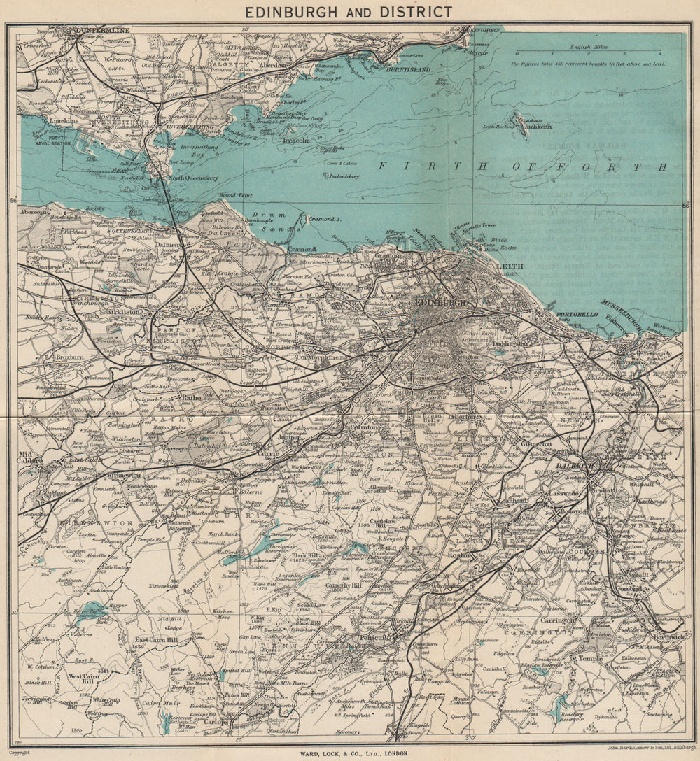 EDINBURGH environs. Portobello Leith Dunfermline Dalkeith. WARD LOCK 1947 map