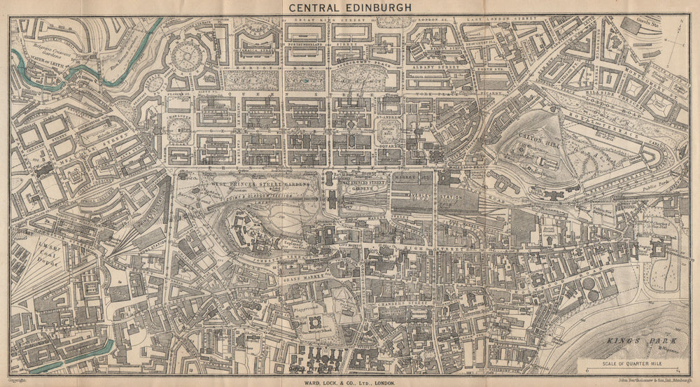 CENTRAL EDINBURGH vintage town/city plan. Scotland. WARD LOCK 1947 old map