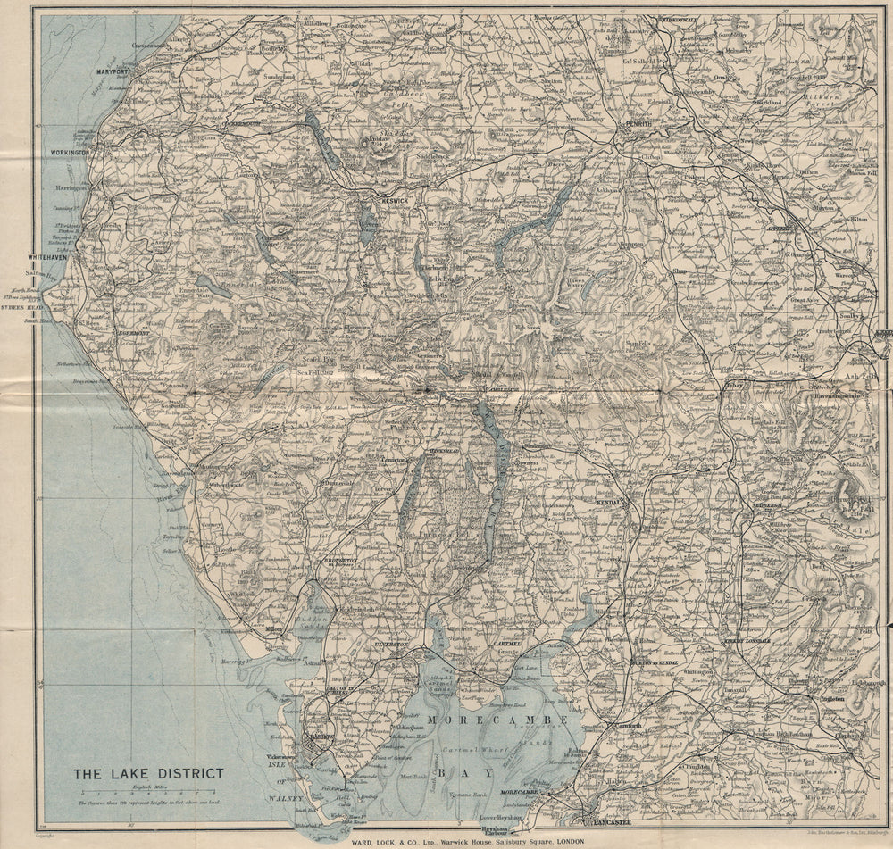 THE LAKE DISTRICT. Cumbria. WARD LOCK 1934 old vintage map plan chart