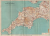 TOURING MAP OF DEVON AND CORNWALL. South West England. WARD LOCK 1937 old