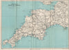 TOURING MAP OF DEVON AND CORNWALL. South West England. WARD LOCK 1948 old