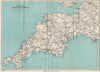 TOURING MAP OF DEVON AND CORNWALL. South West England. WARD LOCK 1948 old