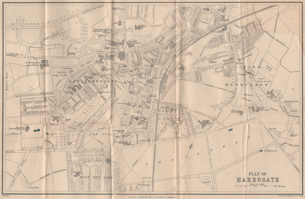 HARROGATE vintage town/city plan. Yorkshire. WARD LOCK 1900 old antique map