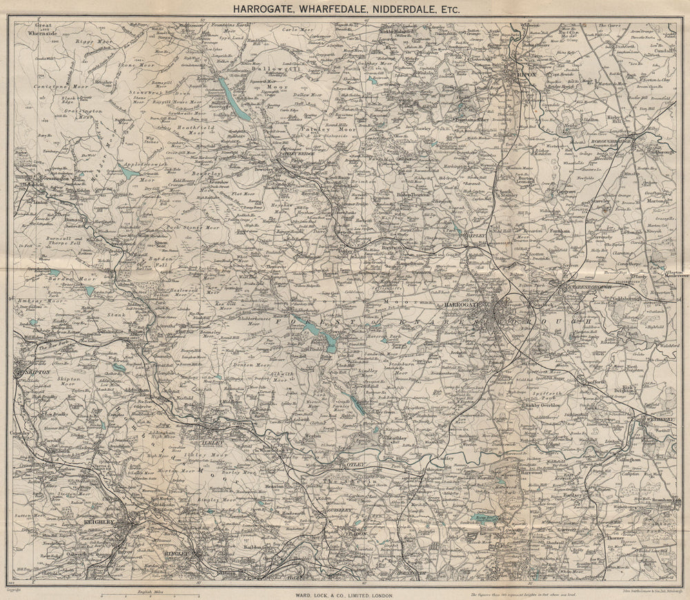 HARROGATE WHARFEDALE NIDDERDALE. Keighley Ilkley Pateley Bridge 1946 old map