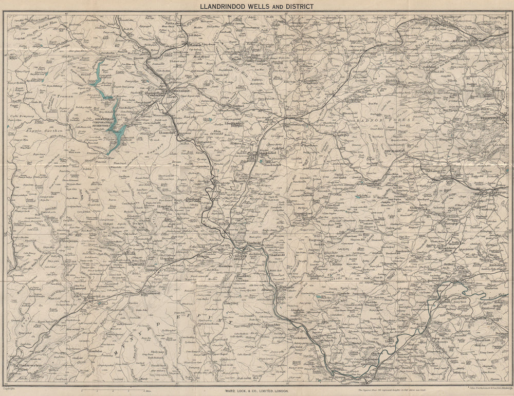 BUILTH & LLANDRINDOD WELLS. Rhayader Presteigne Knighton Radnor Forest 1948 map