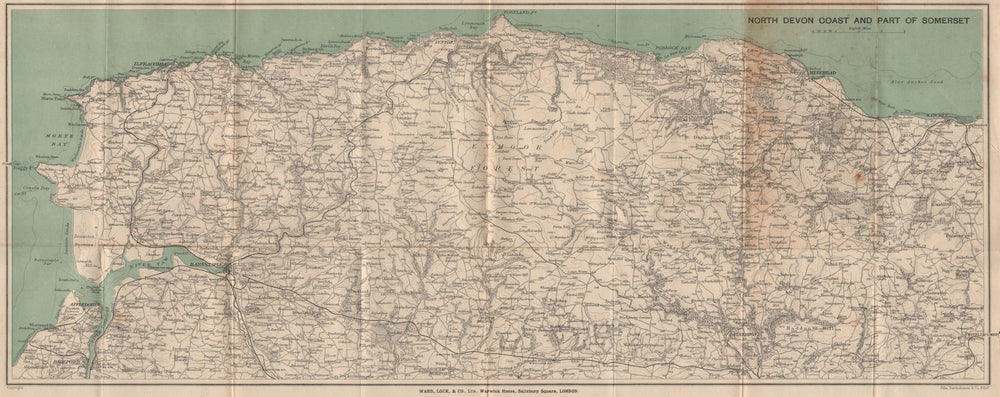 EXMOOR & NORTH/SOMERSET COAST. Bideford Barnstaple Ilfracombe Minehead 1907 map