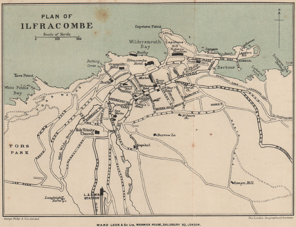 ILFRACOMBE vintage town/city plan. Devon. WARD LOCK 1907 old antique map chart